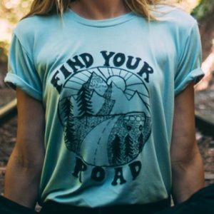 Light blue find your road tee